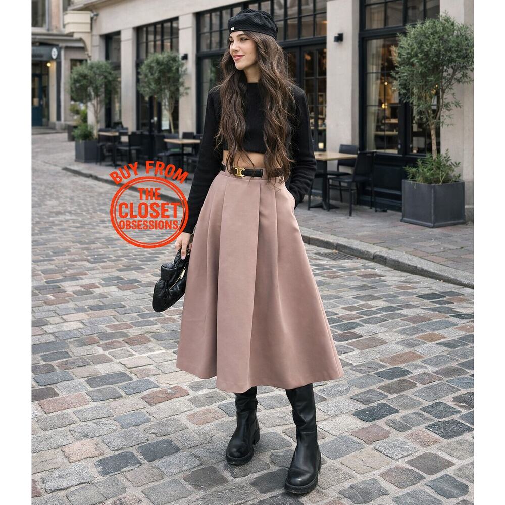 ZARA Limited Edition Wool Blend Midi Skirt NWT Quiet Luxury High Waist - Picture 9 of 16